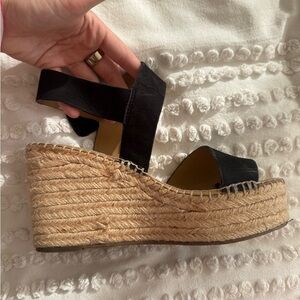 Franco Sarto Black Espadrille Wedge Sandals